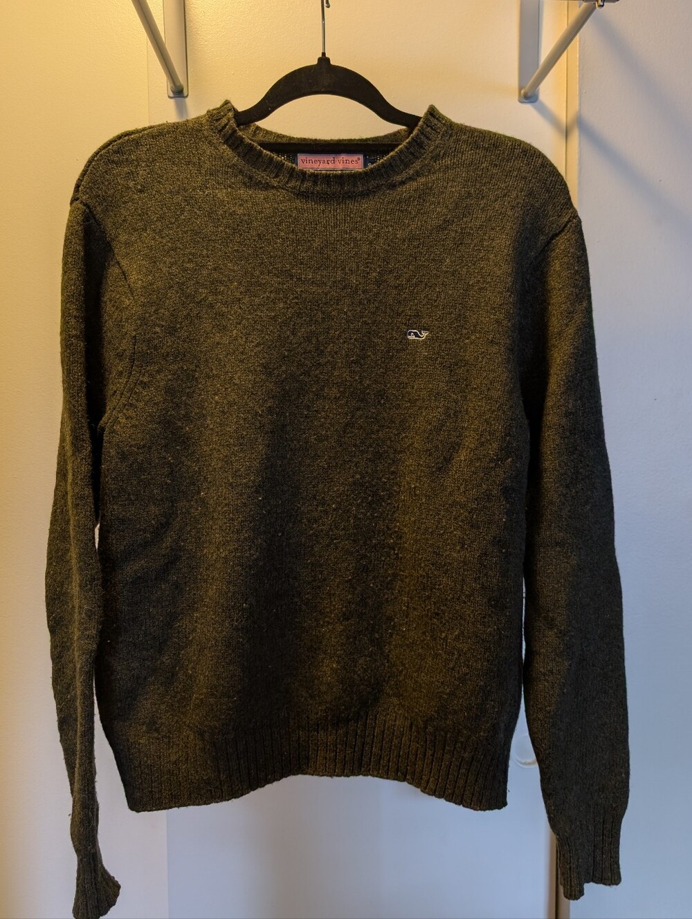 Vintage Vineyard Vines Men's Olive Green Wool Crewneck Sweater